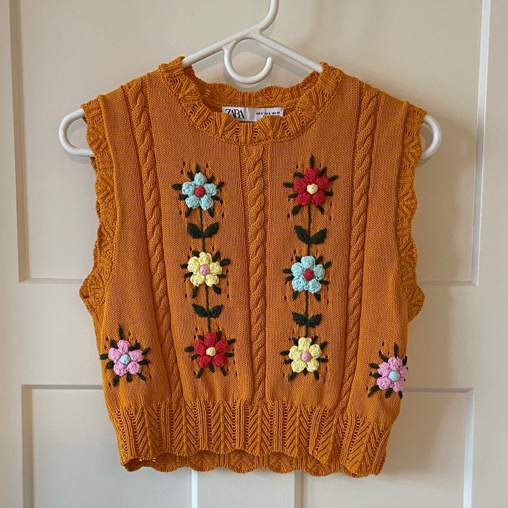 Zara Mustard Knit Top